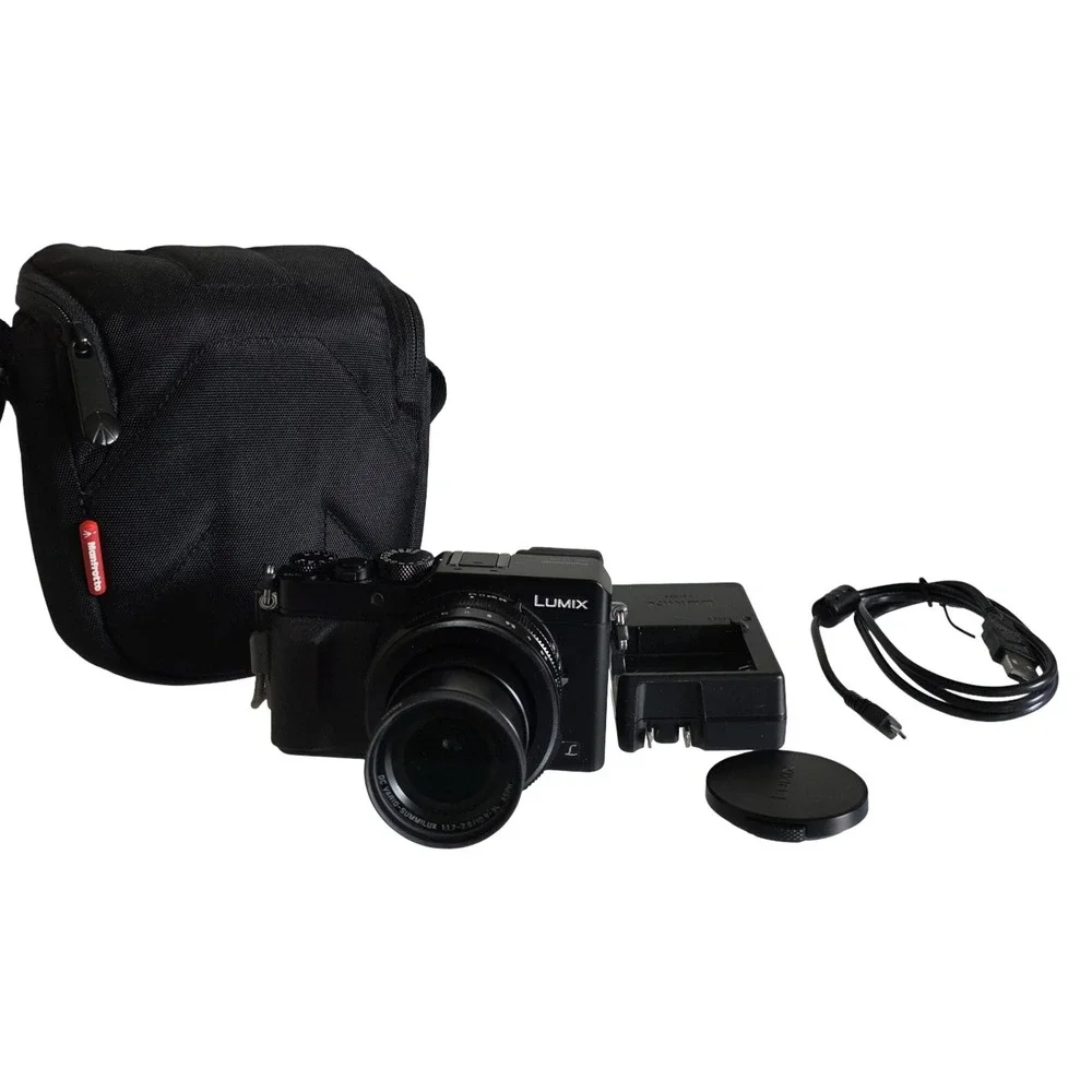 Panasonic LUMIX DMC-LX100 12.8MP Digital Camera Black Bundle Case 64GB Card Char